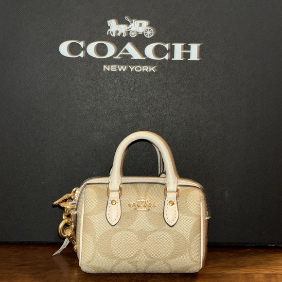 COACH Mini Rowan Satchel Bag Charm In Signature Canvas NWT - Picture 6 of 10